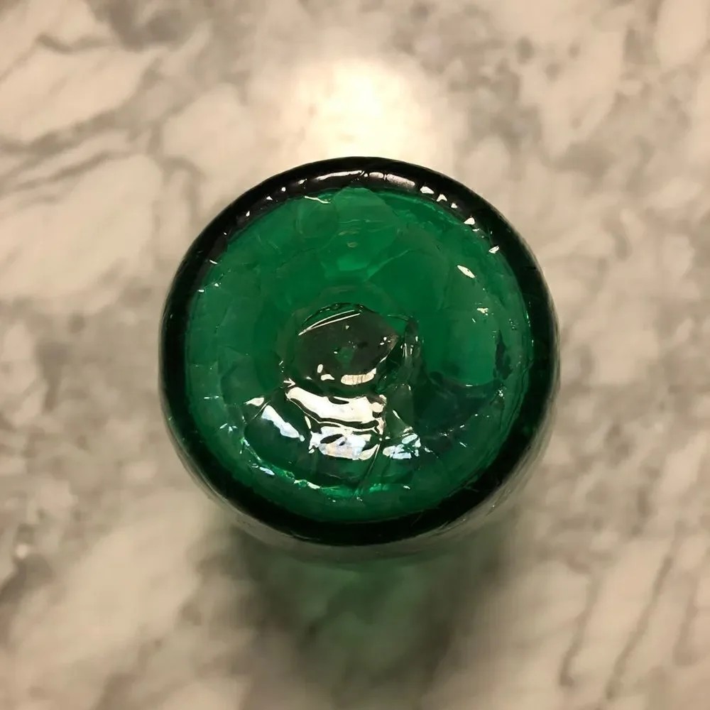 Handmade Green Cracked Glass Small Jug